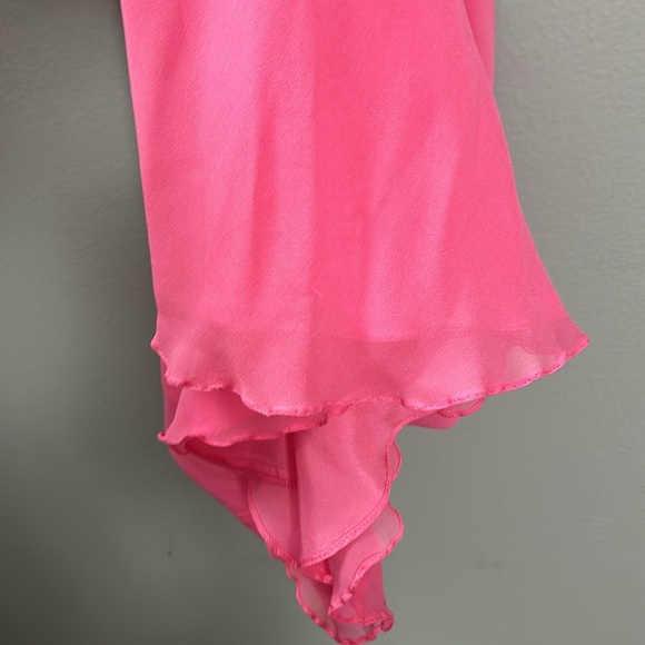 Marian Clayden Pink Chiffon with Silk Lining Maxi body wrapping tank top dress L - Picture 15 of 16